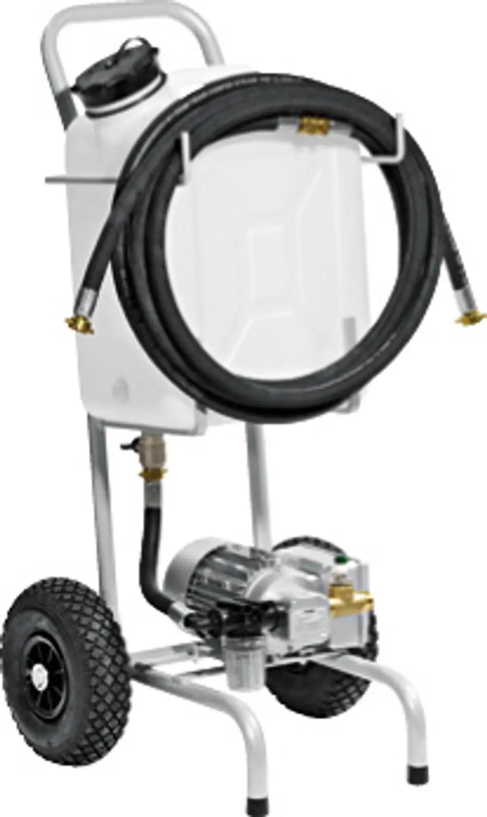Bosch Spül- und Befüllstation mit großem Wassertank, Rädern für Mobilität, einer elektrischen Pumpe und einem langen Schlauchsystem zur einfachen Handhabung.